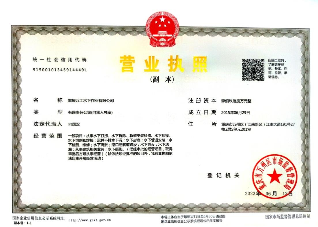 2015年万州水下打捞项目